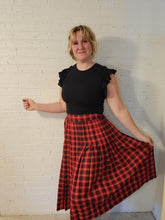 Load image into Gallery viewer, L - Red and Black Pleated Midi Skirt
