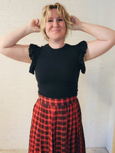 Load image into Gallery viewer, L - Red and Black Pleated Midi Skirt
