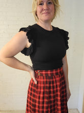 Load image into Gallery viewer, L - Red and Black Pleated Midi Skirt
