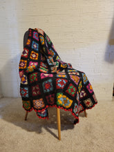 Load image into Gallery viewer, Black Granny Square Throw
