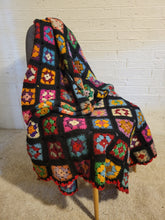 Load image into Gallery viewer, Black Granny Square Throw
