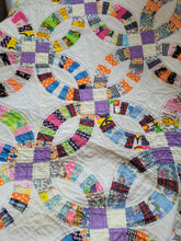 Load image into Gallery viewer, Multicolor Queen Wedding Ring Quilt
