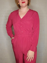 Load image into Gallery viewer, L - NWT Fuchsia Cropped Jumpsuit
