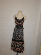 Load image into Gallery viewer, S - Black Layered Floral Midi Dress
