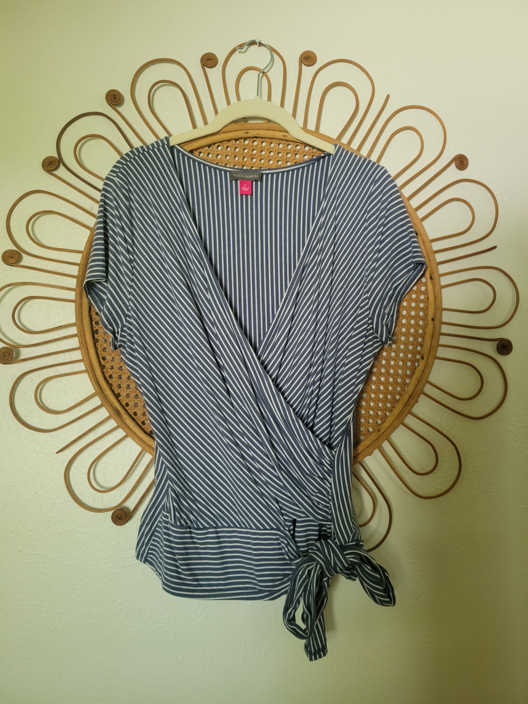 L - Vince Camuto Blue Wrap Top