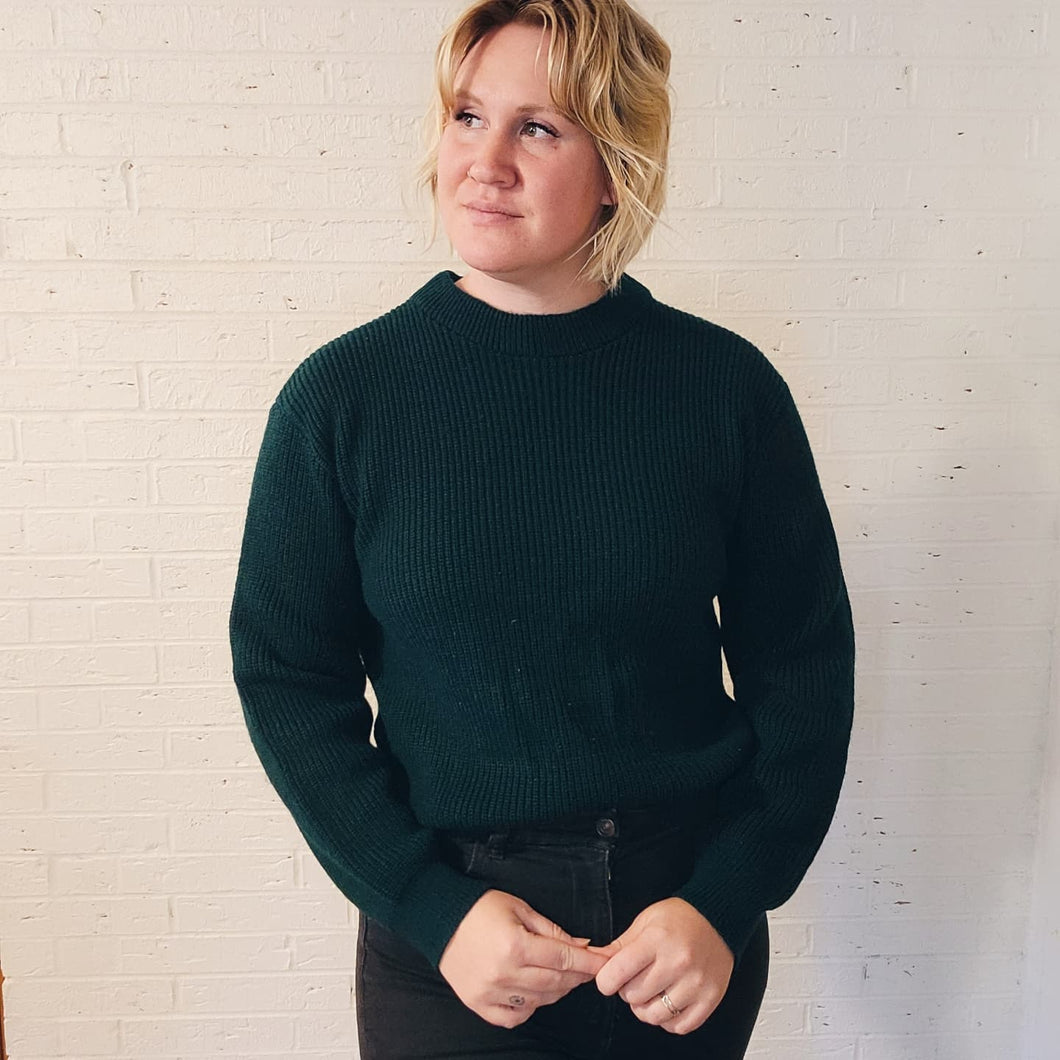 up to L - Deep Green Crew neck Sweater