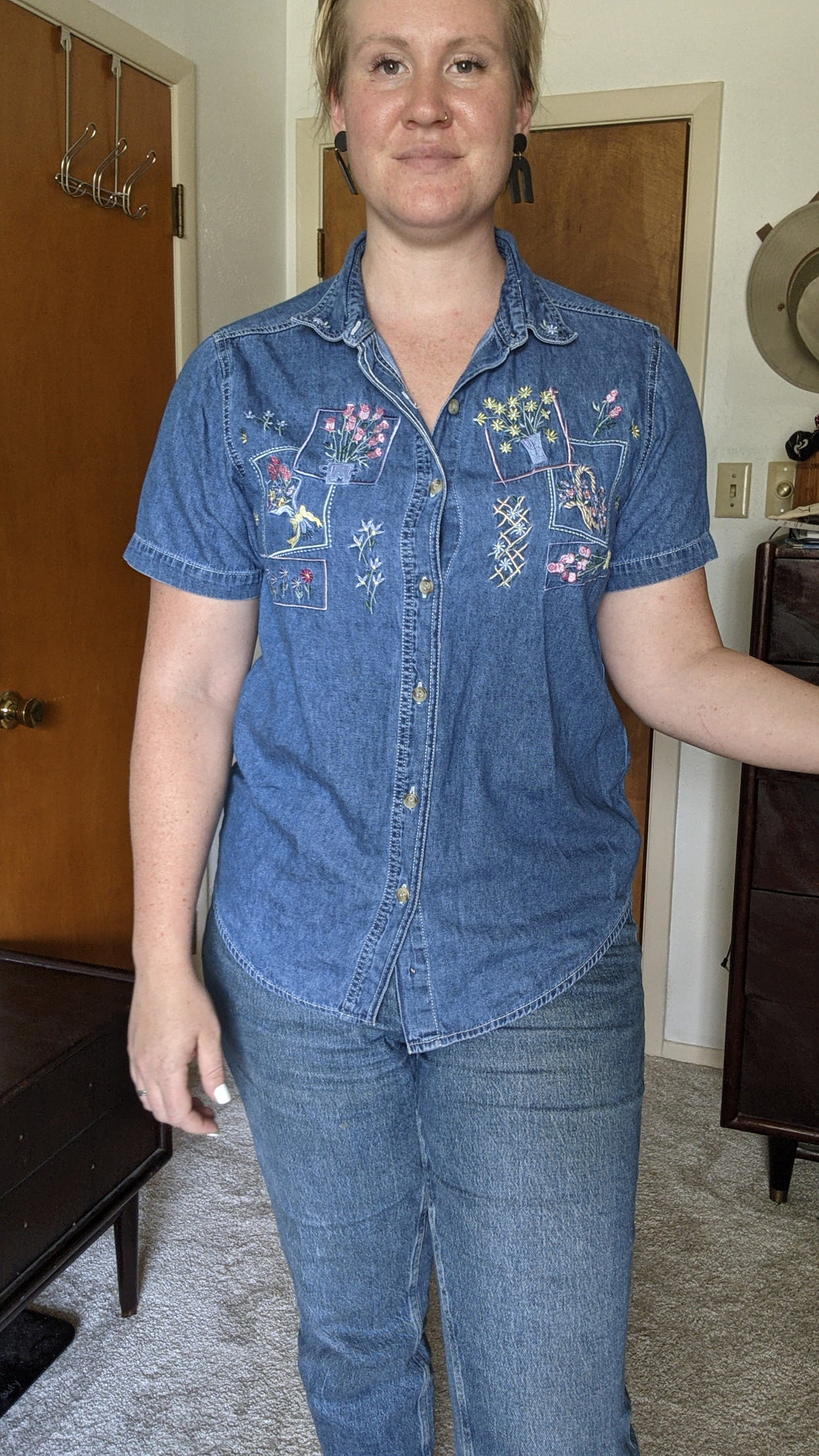 Bobbie Brooks embroidered floral shirt