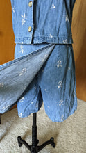 Load image into Gallery viewer, Chambray skort set with white embroidered flowers
