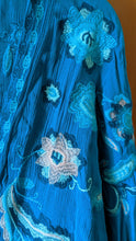 Load image into Gallery viewer, 2X/3X teal embroidered kimono
