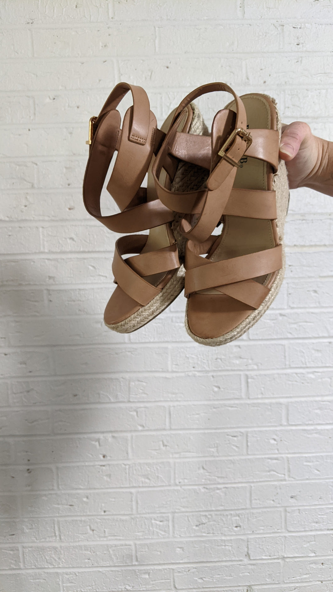 9 - Tan Trappy Wedges