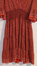Load image into Gallery viewer, S/M - red cross front smock waist dress
