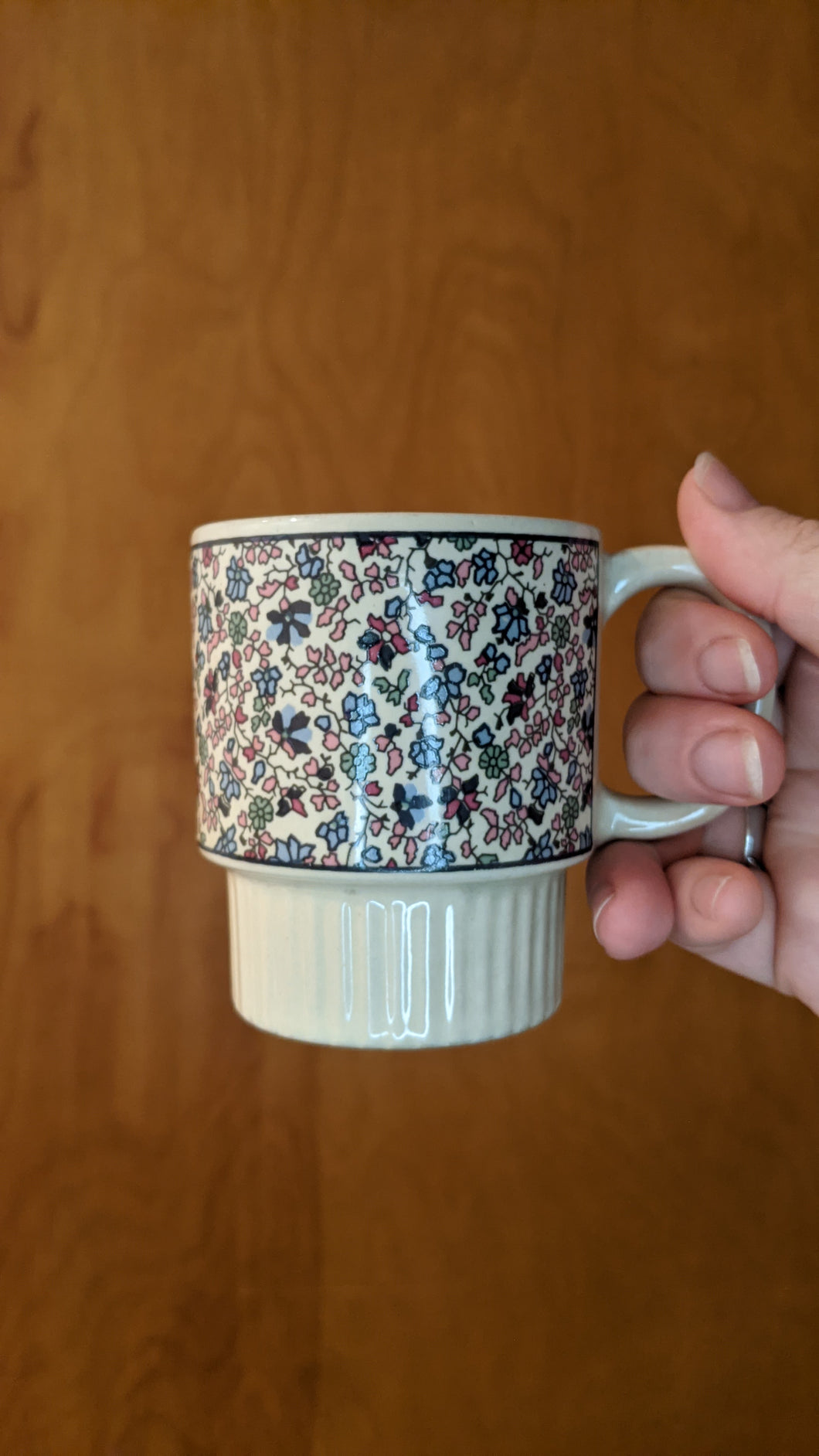 Stacking floral espresso mugs